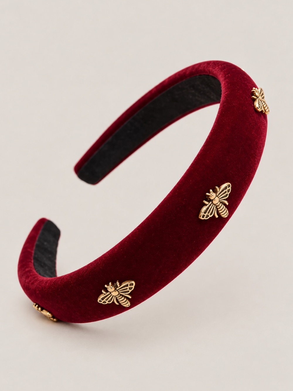 New! Cranberry Red Wine Velvet Bee Headband NWOT